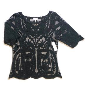 Laundry by Shelli Segal sheer lace blouse